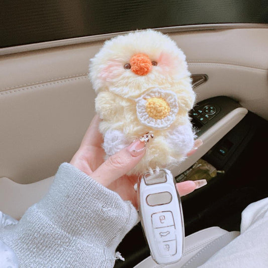 Handmade Yellow Chick Plush Key Pouch/Holder - Soft Animal Key Holder Gift for Women Kids