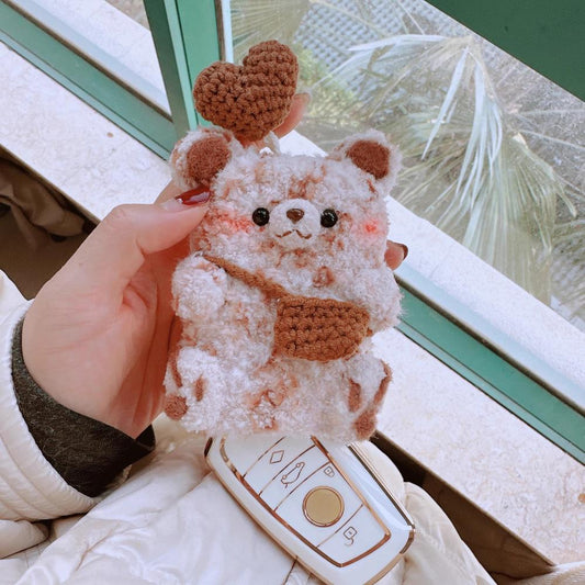 Handmade Plush Bear Car Key Case - Universal Fit for Key Fobs with Anti-Drop Protection