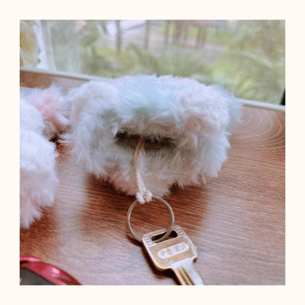 Handmade Knitted Rabbit Car Key Protector - Soft Plush Key Pouch for Tesla BMW