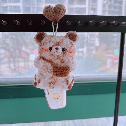 Handmade Plush Bear Car Key Case - Universal Fit for Key Fobs with Anti-Drop Protection