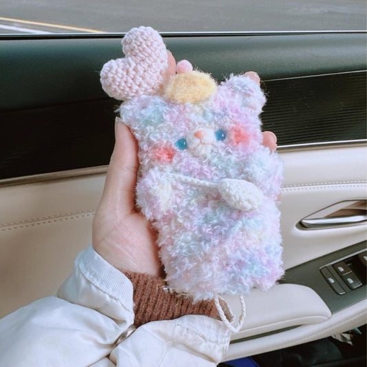 Handmade Plush Bear Car Key Case - Universal Fit for Key Fobs with Anti-Drop Protection